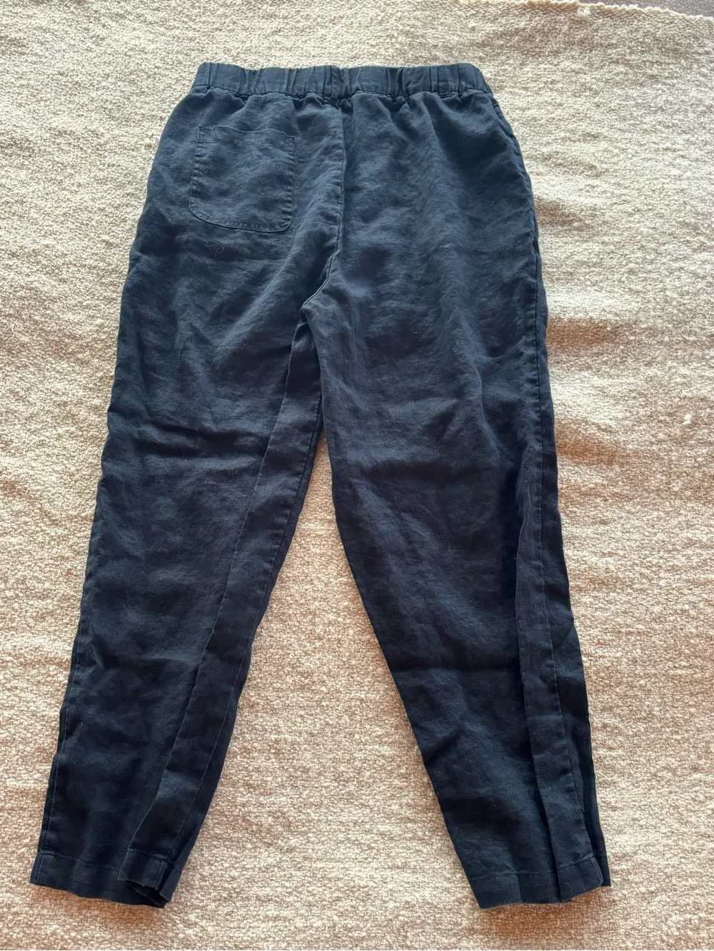 Quince Black Cropped Linen-Blend Pull-On Pants